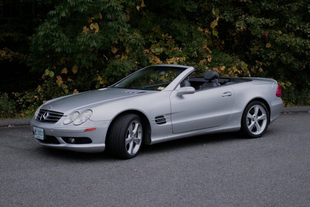 2004 Mercedes-Benz SL600 for sale in Candia, NH by Seacoast Specialist Cars, Exterior with Top Down